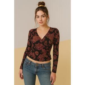 Y2K Metaphor Dark Romantic Fairygrunge Textured Floral Blouse Size M
